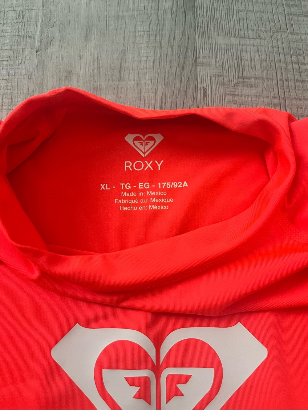 Roxy Bright Coral Short Sleeve Rash Guard Swim Top XL - Picture 3 of 4